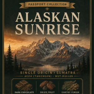 Northbound Adventure Co.'s Alaskan Sunrise coffee packaging features