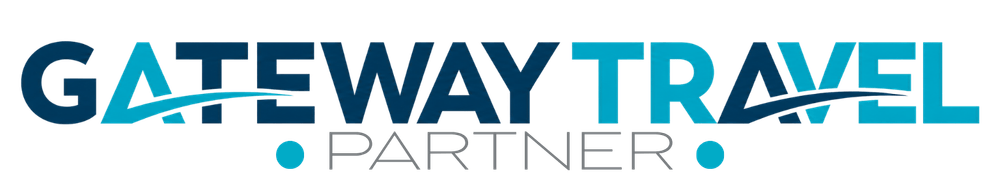 Gateway Travel Partner logo featuring bold, blue and turquoise text